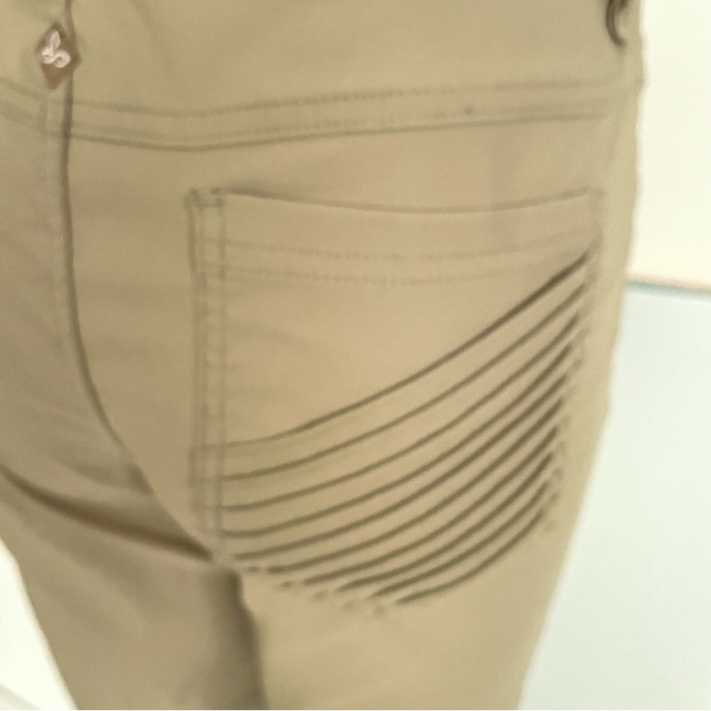 Brenna Fitted Mid Rise Skinny Moto Stretch Pants in Khaki Size 10 - Picture 5 of 12
